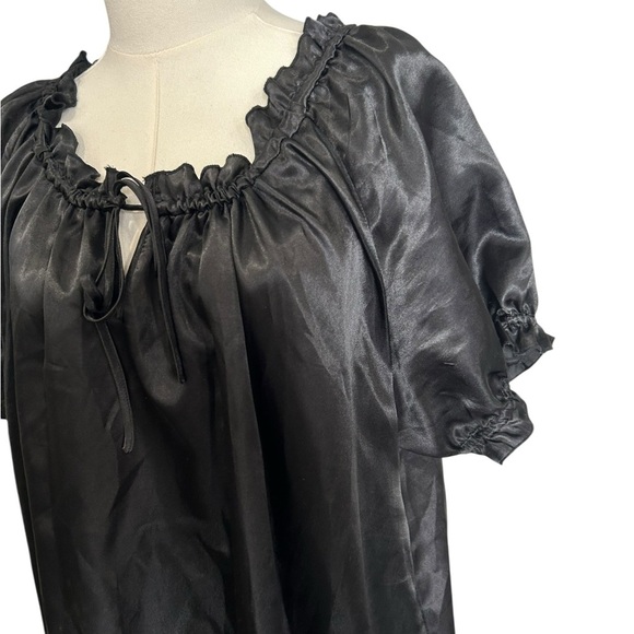 Amoureuse Nightgown Vintage Black Satin Croquette Whimsigoth Size Large Women’s - Picture 4 of 12